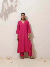 Women's Pink Casual Solid Kurta Set
