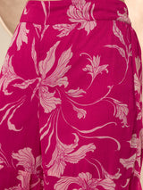 Women's Pink Floral Printed Square Neck Tunic & Sharara