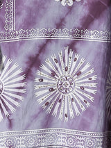 Women's Lavender Ethnic Printed Hand Embroidered Straight Fit Kurta with Pant and Dupatta