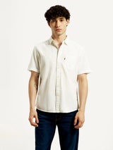 Mens Half Sleeves White Slim Fit Shirt