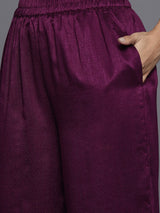 Women's Purple Silk Blend Sequinned Zari Dori Kurta & Silk Blend Solid Palazzo with Purple Sequinned Dupatta