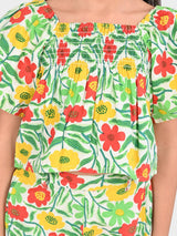 Girls Multicolor Casual Printed Regular Fit Half Sleeves Clothing Set