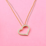 Women's Gold and Rhodium Plated Lovely Heart Designer Pendant with Chain