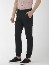 Men's Slim Fit Solid Mid Rise Cuffed Cargo