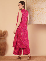 Women's Pink Casual Sleeveless Co-ords Set