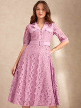 Women's Lilac Casual A-Line Dress
