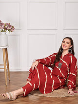 Women's Red 2 Pieces Set Kurta with Bottom