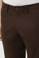 Men's Brown Casual Solid Slim Fit Trouser