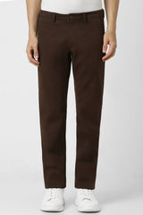 Men's Brown Casual Solid Slim Fit Trouser