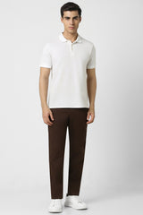 Men's Brown Casual Solid Slim Fit Trouser