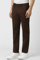 Men's Brown Casual Solid Slim Fit Trouser