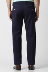 Men's Navy Casual Solid Slim Fit Trouser