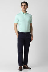 Men's Navy Casual Solid Slim Fit Trouser