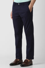 Men's Navy Casual Solid Slim Fit Trouser