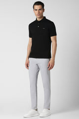 Men's Black Casual Regular Fit Solid Half Sleeves Polo Tshirt