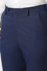 Men's Navy Formal Solid Slim Fit Trouser