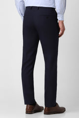 Men's Navy Formal Solid Slim Fit Trouser