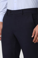 Men's Navy Formal Solid Slim Fit Trouser