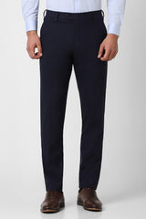 Men's Navy Formal Solid Slim Fit Trouser