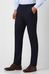 Men's Navy Formal Solid Slim Fit Trouser