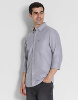 Men's Grey Casual Slim Fit Solid Full Sleeves Shirt
