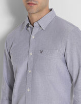 Men's Grey Casual Slim Fit Solid Full Sleeves Shirt