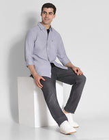 Men's Grey Casual Slim Fit Solid Full Sleeves Shirt
