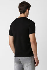 Men's Black Casual Slim Fit Printed Half Sleeves Tshirt