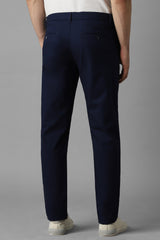 Men's Navy Casual Solid Slim Fit Trouser