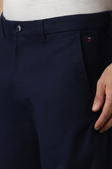 Men's Navy Casual Solid Slim Fit Trouser
