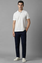 Men's Navy Casual Solid Slim Fit Trouser