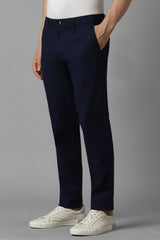 Men's Navy Casual Solid Slim Fit Trouser