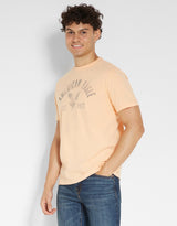 Men's Orange Casual Regular Fit Printed Half Sleeves Tshirt