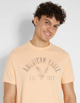 Men's Orange Casual Regular Fit Printed Half Sleeves Tshirt