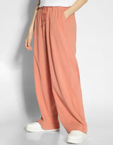 Women's Peach Casual Regular Fit Solid Trackpant