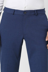 Men's Blue Casual Solid Slim Fit Trouser