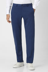 Men's Blue Casual Solid Slim Fit Trouser