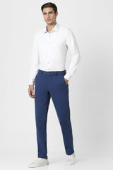 Men's Blue Casual Solid Slim Fit Trouser