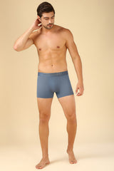 Men's Grey Silicone Solid Swift Dry And High Stretch Mesh Trunk - Pack of 1