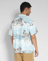 Men's Blue Casual Regular Fit Printed Half Sleeves Shirt