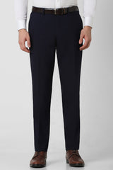 Men's Navy Formal Solid Slim Fit Trouser