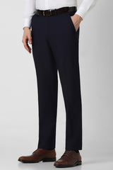 Men's Navy Formal Solid Slim Fit Trouser