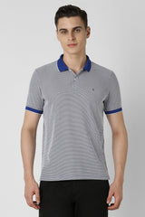 Men's Blue Casual Regular Fit Solid Half Sleeves Polo Tshirt