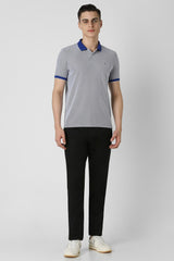 Men's Blue Casual Regular Fit Solid Half Sleeves Polo Tshirt