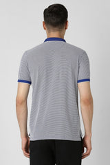 Men's Blue Casual Regular Fit Solid Half Sleeves Polo Tshirt