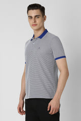 Men's Blue Casual Regular Fit Solid Half Sleeves Polo Tshirt