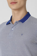 Men's Blue Casual Regular Fit Solid Half Sleeves Polo Tshirt