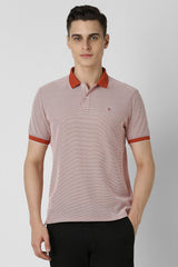 Men's Red Casual Regular Fit Solid Half Sleeves Polo Tshirt