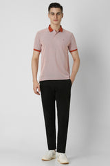 Men's Red Casual Regular Fit Solid Half Sleeves Polo Tshirt