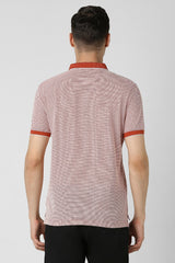 Men's Red Casual Regular Fit Solid Half Sleeves Polo Tshirt